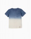 Camiseta Despintada Azul y Blanca