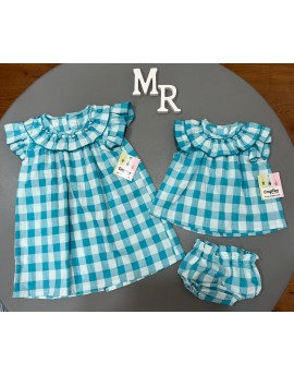 Vestido Cuadros Turquesa