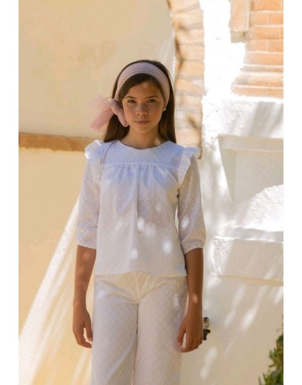 Pantalón Perforado blanco LA ORMIGA