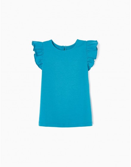 Camiseta Volantes y tirantas Turquesa ZIPPY