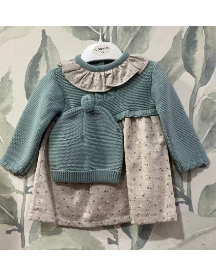 Vestido bb Estrellitas con gorro CORALO