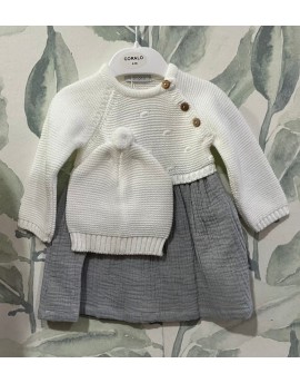 Vestidito de lanita con bambula + gorro CORALO