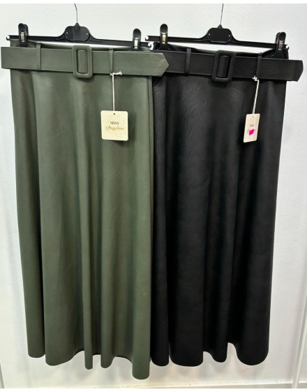 Falda Polipiel con Cinturón