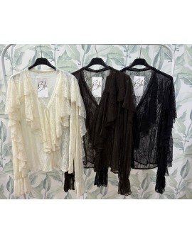 Blusa encaje Volante BLU